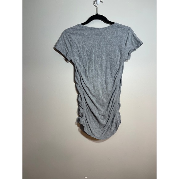 Athleta Essence Ruched Tee Gray Short Sleeve Organic Cotton Top S 438728 - Picture 3 of 3